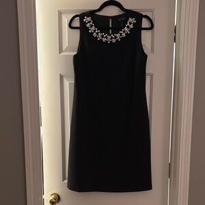 White House Black Market Black Dress with Pearl and Jewel Accents